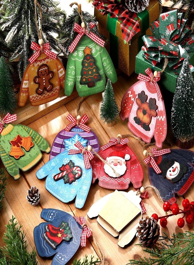 Threehoney 10 Pcs Christmas Gift Card Holder 3D Wooden Ugly Sweater Money Holders Hanging Ornament Winter Sweater Money and Gift Card Sleeves Christmas Holders for Xmas Party Winter Holiday Decor - Image 5